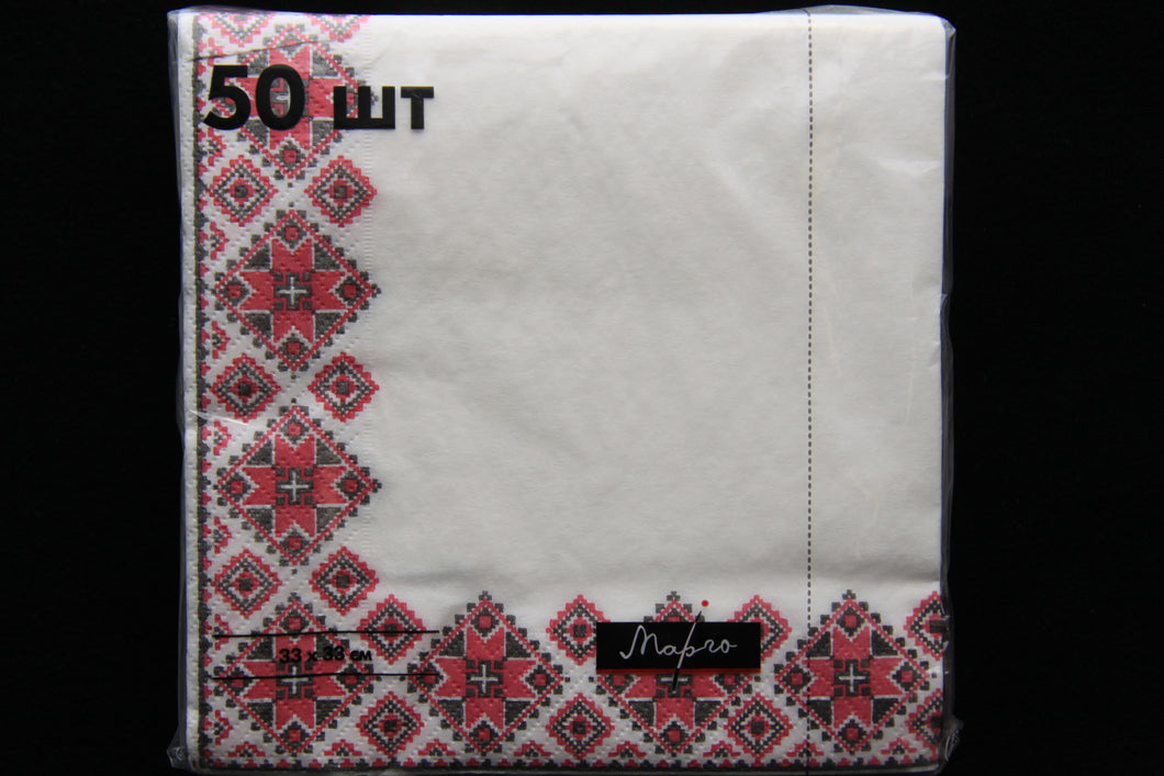 Red Embroidery Napkins 50pk