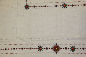 Hand Embroidered Natural Linen Tablecloth 86.5" x 56.5"