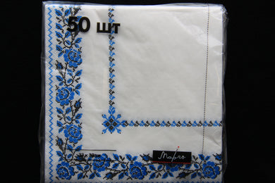 Blue Embroidery Napkins 50pk