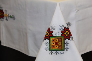 Hand Embroidered Fine Linen Tablecloth 60" x 60"