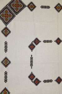Hand Embroidered Natural Linen Tablecloth 55" x 55"