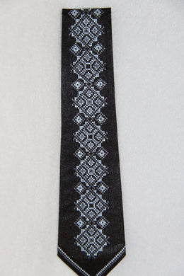 Blue & Grey Embroidered Neck Tie