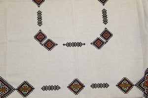 Hand Embroidered Natural Linen Tablecloth 55" x 55"