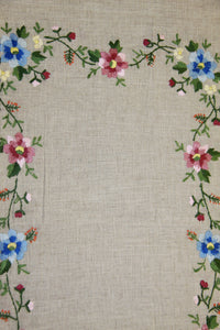 Hand Embroidered Linen Tablecloth 58" x 64"