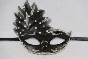 Masquerade Mask Venetian Leaf Black