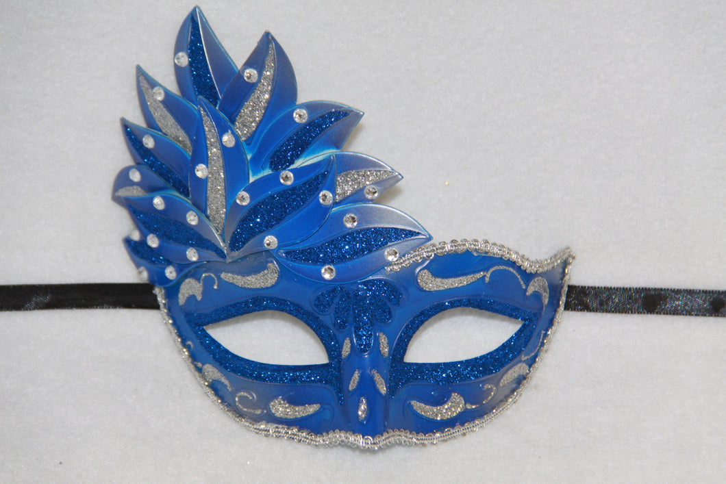 Masquerade Mask Venetian Leaf Royal Blue