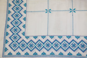 Hand Embroidered  Linen Tablecloth 56" x 82"