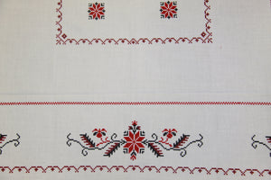 Hand Embroidered  Linen Tablecloth 57" x 57"