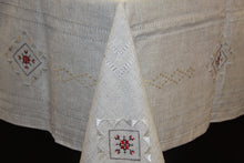 Load image into Gallery viewer, Hand Embroidered Natural Linen Tablecloth 55&quot; x 84&quot;