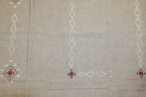 Hand Embroidered Natural Linen Tablecloth 55" x 84"