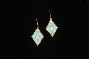 Blue & Gold Beaded Earrings