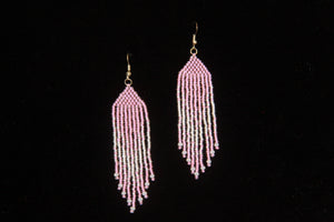 Pink & White Beaded Earrings