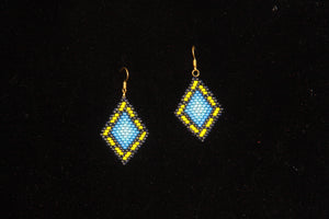 Yellow & Blue Beaded Earrings