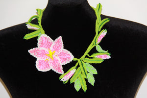 Pink Lily 3D Art Necklace