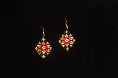 Black & Red Star Beaded Earrings