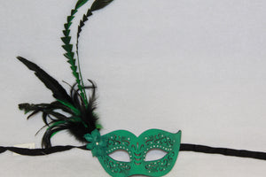 Masquerade Mask Feather Green