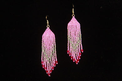 Pink & Silver Beaded Earrings