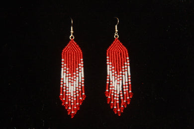 Red & White Beaded Earrings