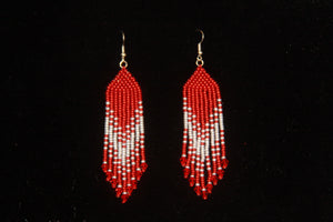 Red & White Beaded Earrings