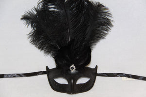 Masquerade Mask Black Feathers