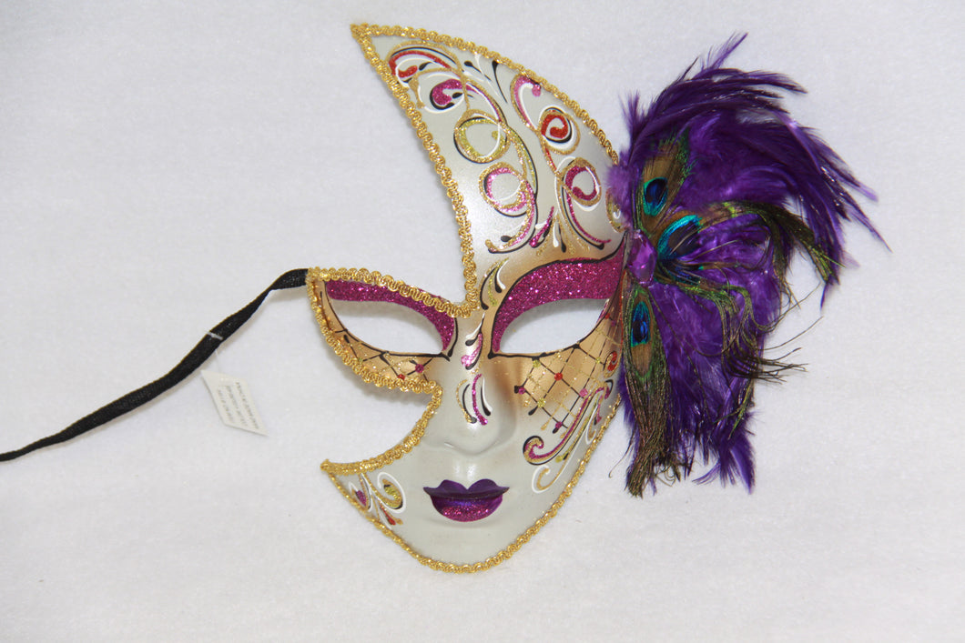 Masquerade Face Mask Purple Feathery