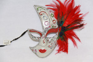 Masquerade Face Mask Red Feathery