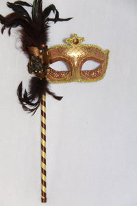 Masquerade Mask Brown with Stick