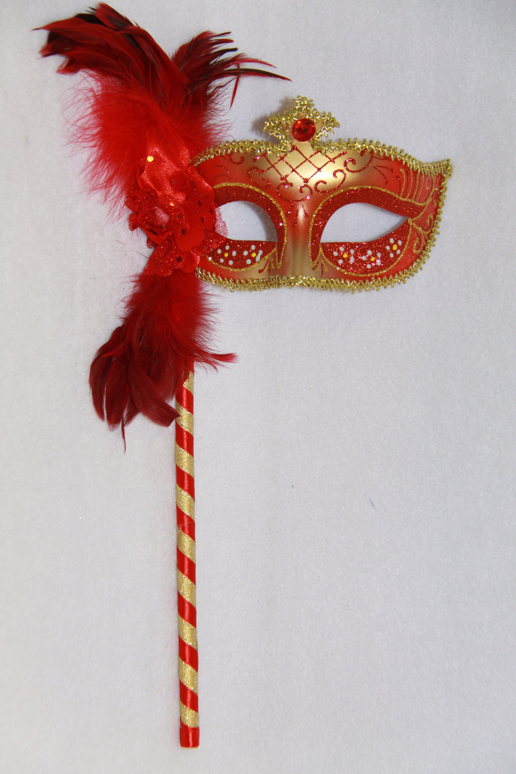 Masquerade Mask Red with Stick