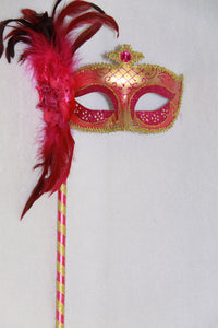 Masquerade Mask Fuchsia with Stick