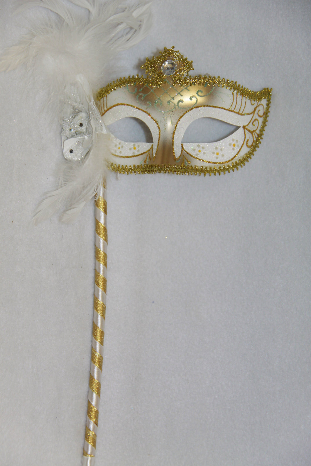 Masquerade Mask White with Stick