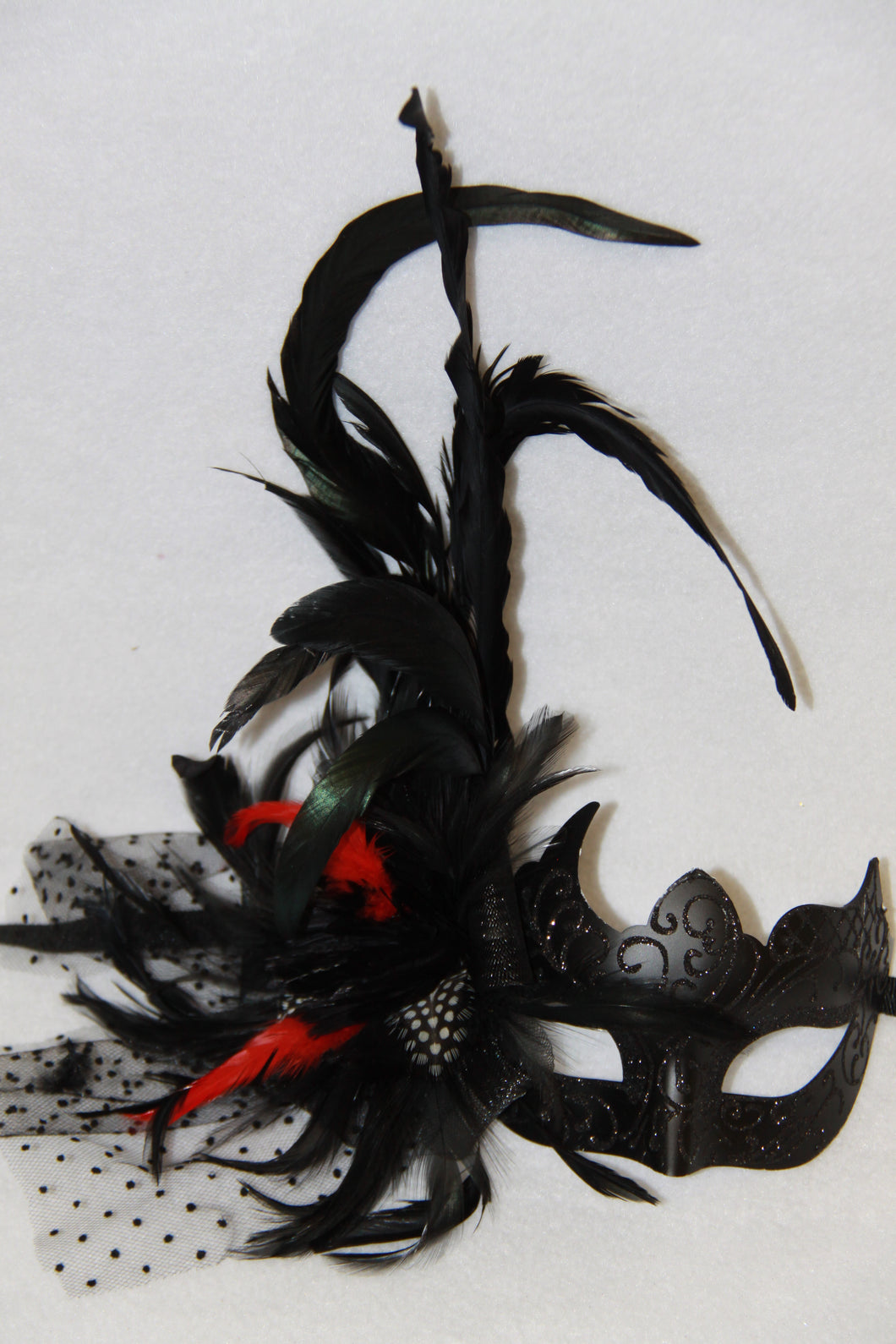 Masquerade Mask Black with Side Veil