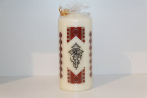 Orthodox cross pillar candle 6" x 2.5"