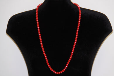 Red Glass Pearl Bead Necklace