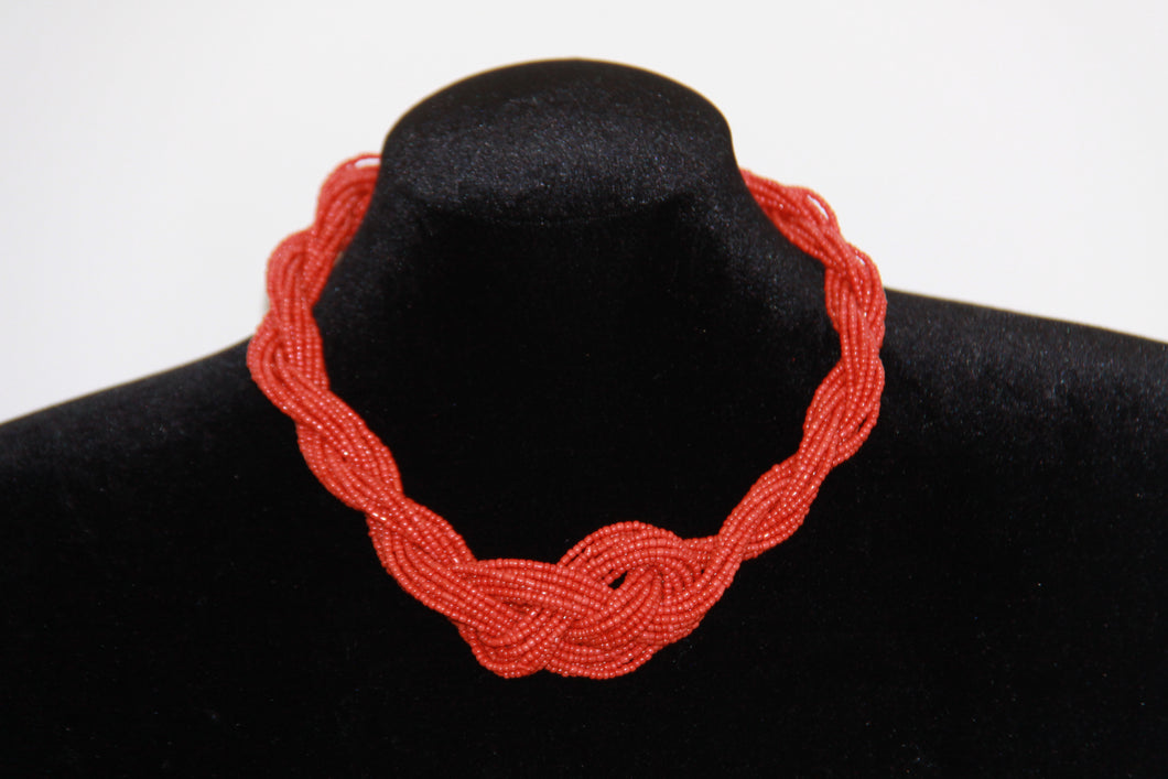 Coral Braided Necklace