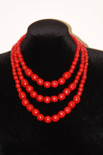 Load image into Gallery viewer, Triple Layer Red Bead Necklace