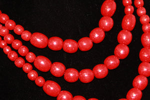 Triple Layer Red Bead Necklace