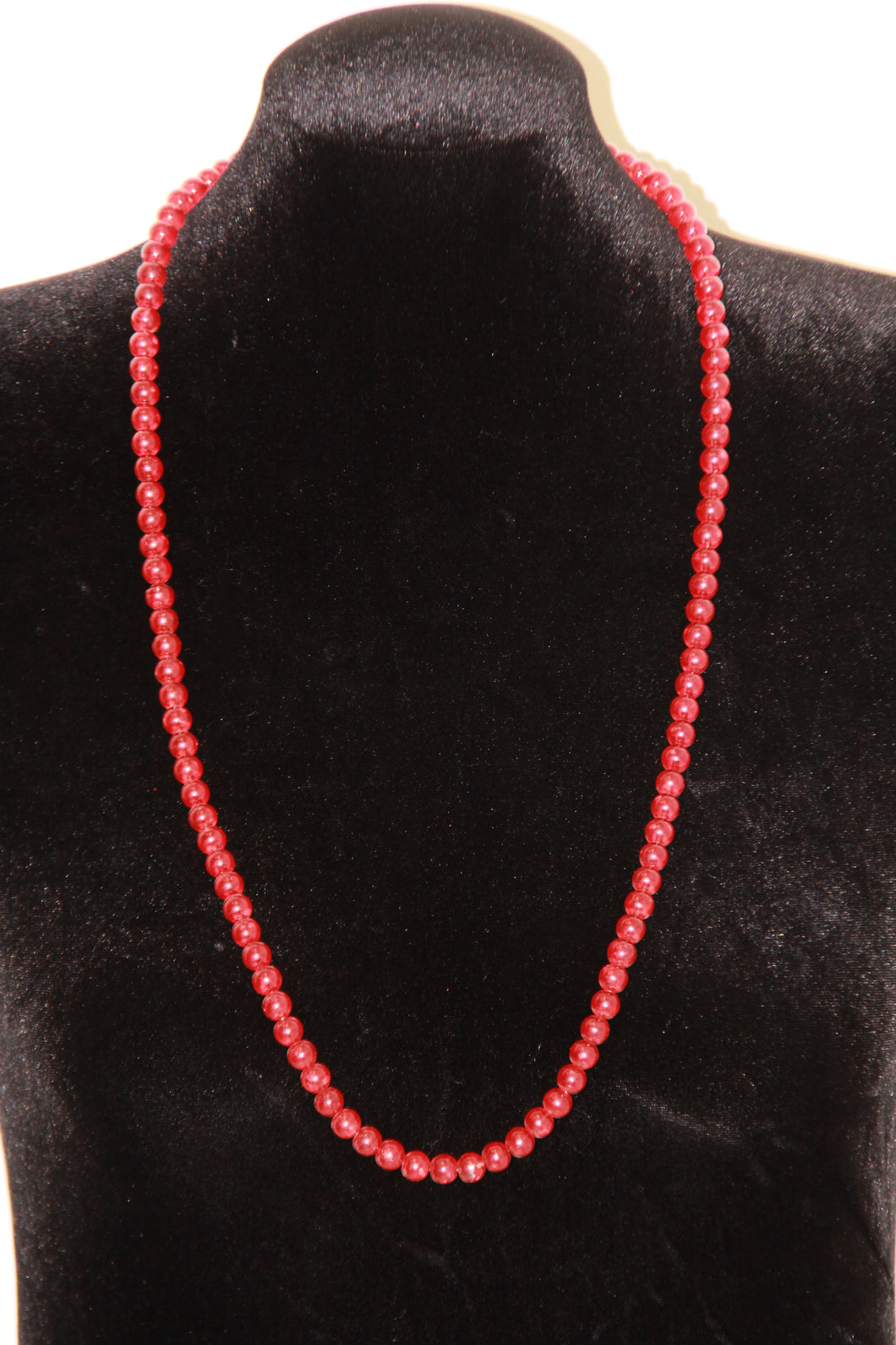 Transparent Glass Red Bead Necklace