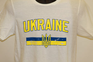 Distressed Ukraine Flag Softstyle T-Shirt- White
