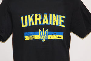 Distressed Ukraine Flag Softstyle T-Shirt- Black