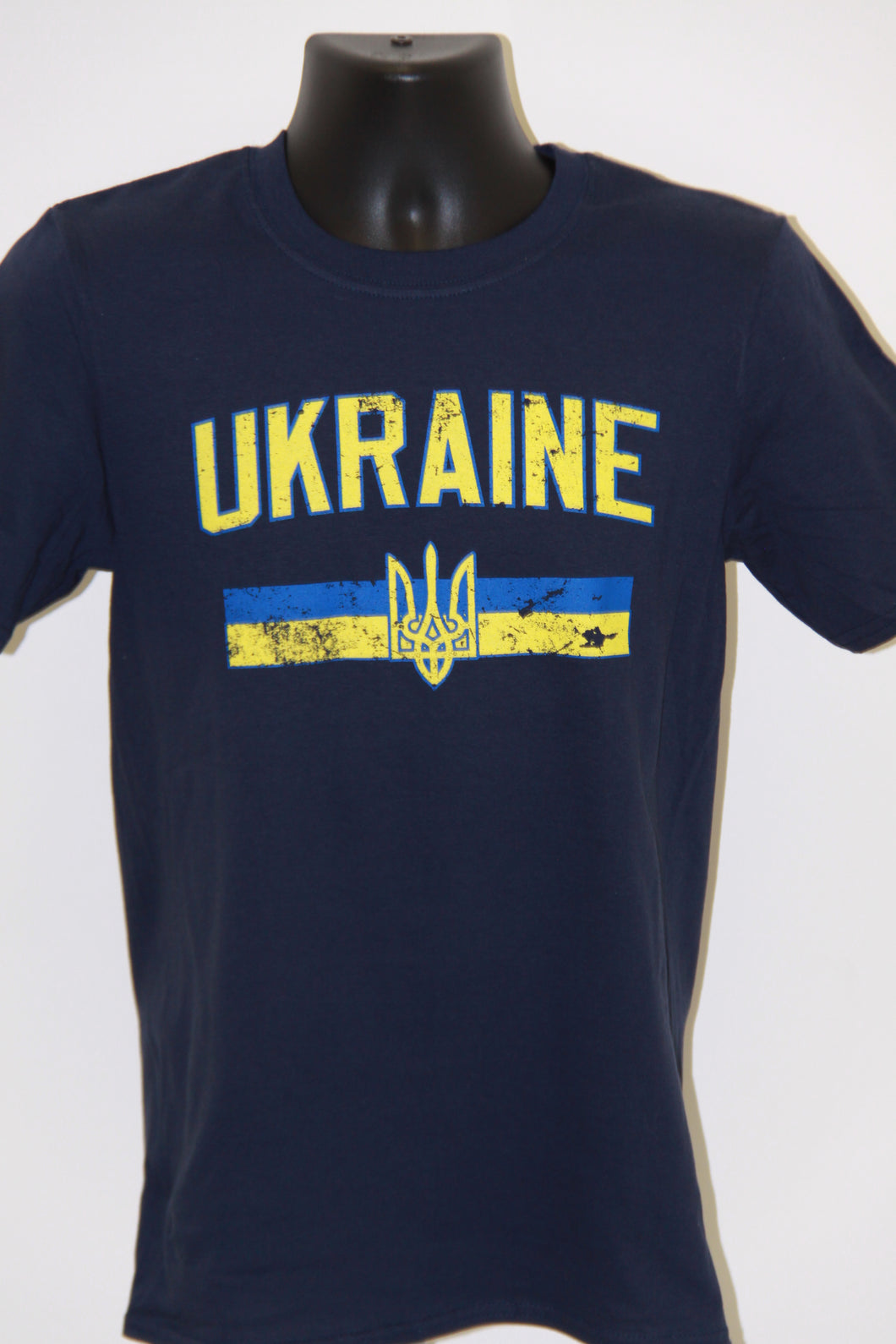 Distressed Ukraine Flag Softstyle T-Shirt- Navy
