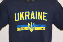 Load image into Gallery viewer, Distressed Ukraine Flag Softstyle T-Shirt- Navy