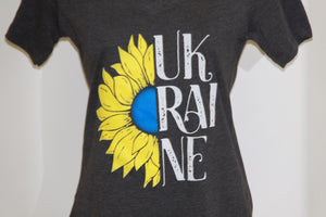 Sunflower Ukraine Ladies Fit Softstyle T-Shirt- Charcoal