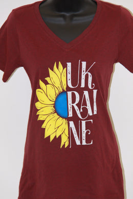 Sunflower Ukraine Ladies Fit Softstyle T-Shirt- Cardinal