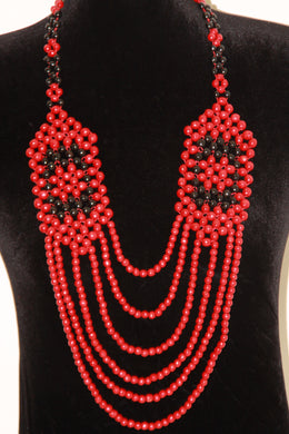 Red & Black Wooden Gerdan Necklace