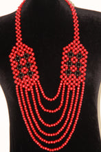 Load image into Gallery viewer, Red &amp; Black Wooden Gerdan Necklace