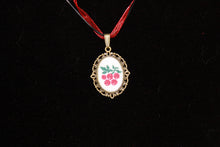 Load image into Gallery viewer, Hand Embroidered Cherry Necklace &amp; Earring Set