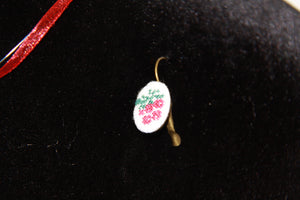 Hand Embroidered Cherry Necklace & Earring Set
