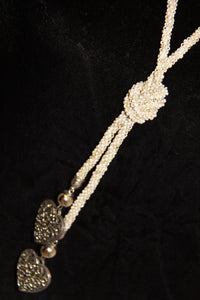 Long Sand Beaded Knot Necklace
