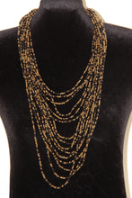 Load image into Gallery viewer, Long Black &amp; Gold Beaded Necklace