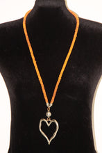 Load image into Gallery viewer, Long Coral Beaded Heart Necklace